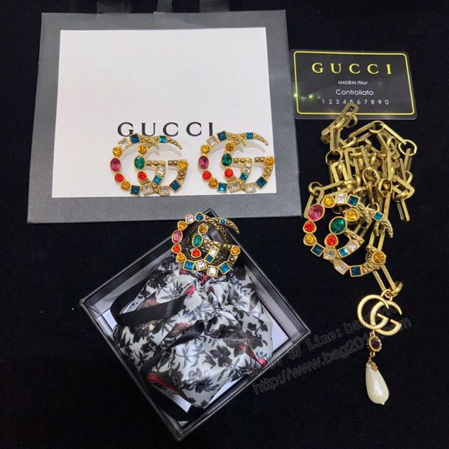 GUCCi飾品 原單高品質 官網同步新款 古馳耳釘 戒指 Gucci腰鏈套裝  zgbq1196